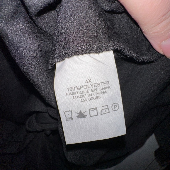 Black Button-Up Tie Front Shirt – 4X, Fitted - Picture 4 of 7